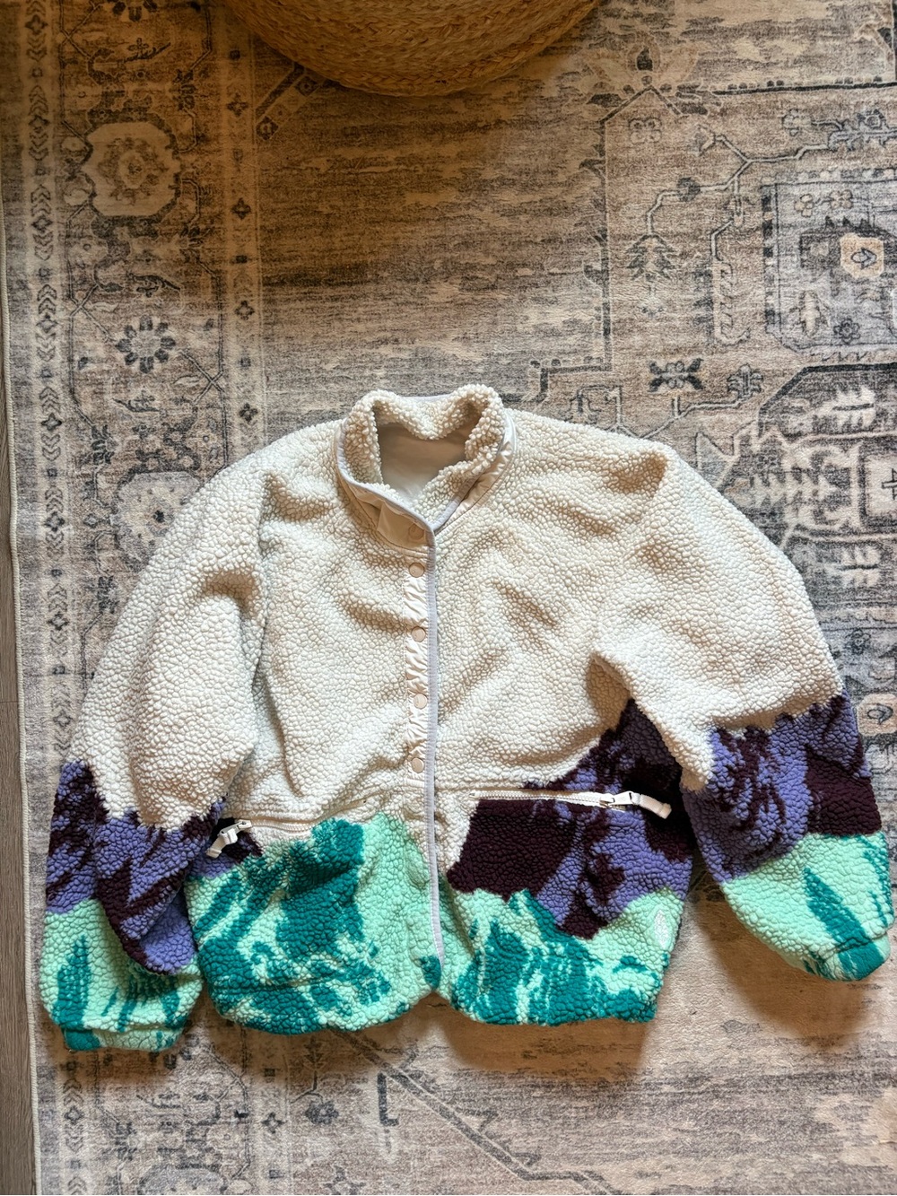 FREE PEOPLE MOVEMENT hit the slopes printed Rocky Ridge Jacket size L mountains - Picture 6 of 15